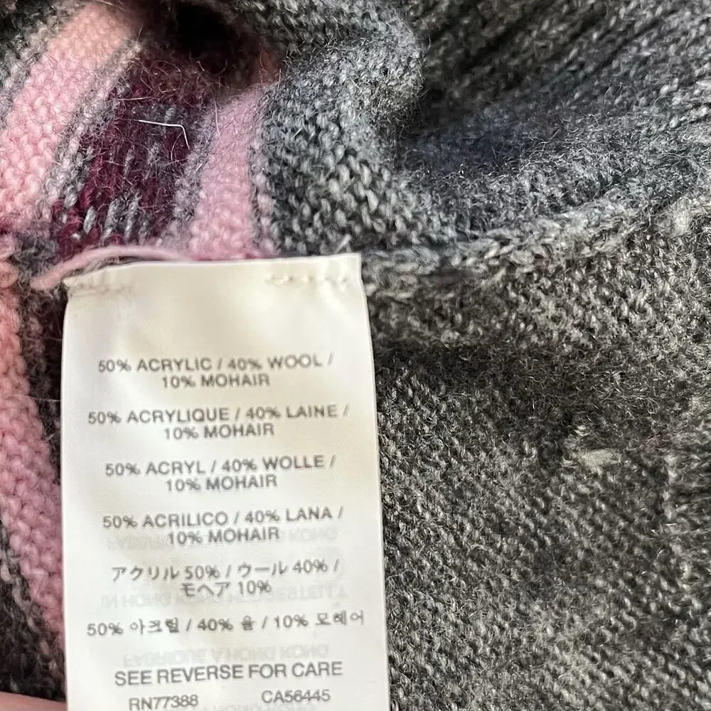 J Crew Womens Fair Isle Wool‎ Mohair Blend Sweater Size L Gray Nordic Preppy